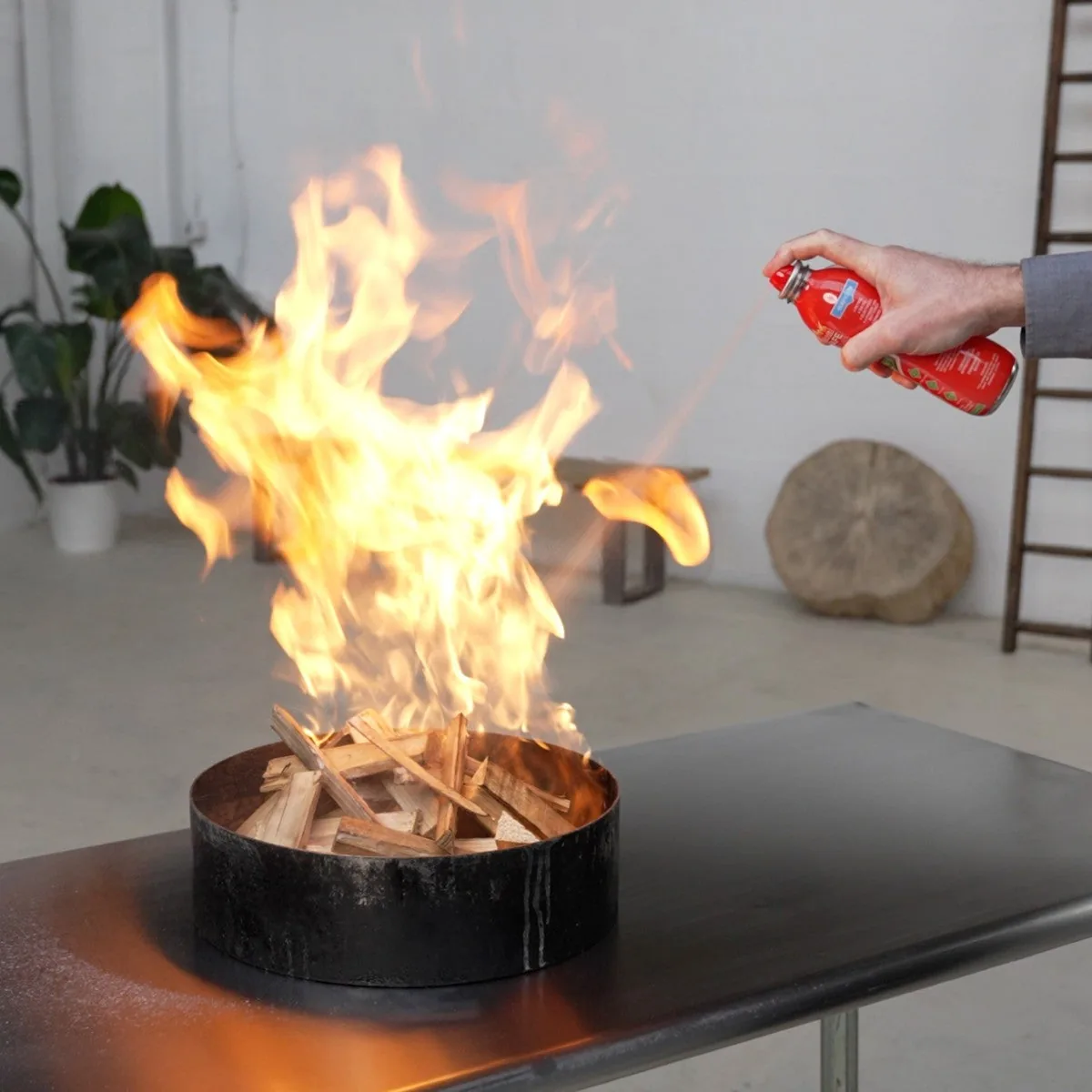 StaySafe All-in-1 discharging onto a controlled demonstration fire